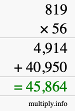 How to calculate 819 times 56 using long multiplication
