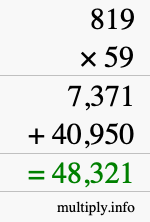 How to calculate 819 times 59 using long multiplication
