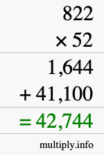 How to calculate 822 times 52 using long multiplication How to calculate 822 times 52 using long multiplication