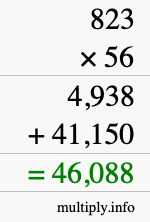 How to calculate 823 times 56 using long multiplication