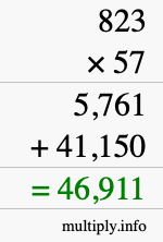 How to calculate 823 times 57 using long multiplication How to calculate 823 times 57 using long multiplication