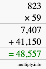 How to calculate 823 times 59 using long multiplication