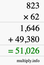 How to calculate 823 times 62 using long multiplication How to calculate 823 times 62 using long multiplication