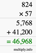 How to calculate 824 times 57 using long multiplication How to calculate 824 times 57 using long multiplication