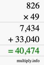 How to calculate 826 times 49 using long multiplication