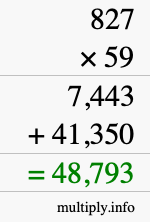 How to calculate 827 times 59 using long multiplication