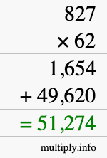 How to calculate 827 times 62 using long multiplication How to calculate 827 times 62 using long multiplication