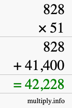 How to calculate 828 times 51 using long multiplication