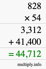 How to calculate 828 times 54 using long multiplication