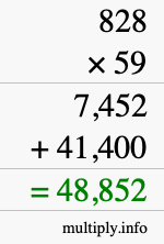 How to calculate 828 times 59 using long multiplication
