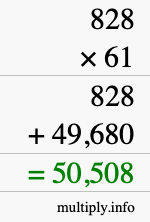 How to calculate 828 times 61 using long multiplication