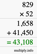 How to calculate 829 times 52 using long multiplication How to calculate 829 times 52 using long multiplication