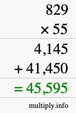 How to calculate 829 times 55 using long multiplication