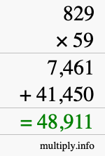 How to calculate 829 times 59 using long multiplication