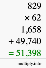 How to calculate 829 times 62 using long multiplication How to calculate 829 times 62 using long multiplication