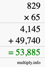 How to calculate 829 times 65 using long multiplication