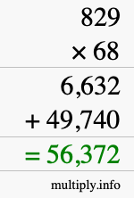 How to calculate 829 times 68 using long multiplication