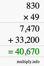 How to calculate 830 times 49 using long multiplication