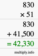 How to calculate 830 times 51 using long multiplication