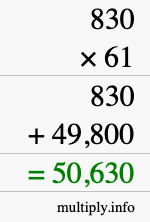 How to calculate 830 times 61 using long multiplication