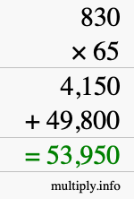 How to calculate 830 times 65 using long multiplication