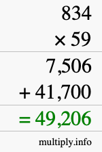 How to calculate 834 times 59 using long multiplication