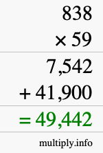 How to calculate 838 times 59 using long multiplication