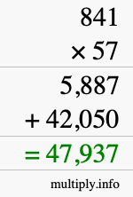How to calculate 841 times 57 using long multiplication How to calculate 841 times 57 using long multiplication