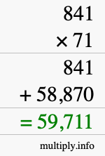 How to calculate 841 times 71 using long multiplication