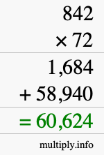 How to calculate 842 times 72 using long multiplication How to calculate 842 times 72 using long multiplication