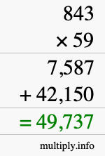 How to calculate 843 times 59 using long multiplication