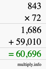 How to calculate 843 times 72 using long multiplication How to calculate 843 times 72 using long multiplication