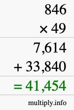 How to calculate 846 times 49 using long multiplication