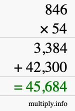 How to calculate 846 times 54 using long multiplication