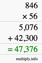 How to calculate 846 times 56 using long multiplication