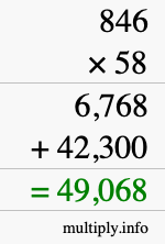 How to calculate 846 times 58 using long multiplication