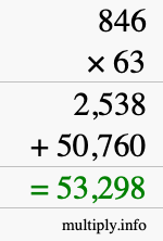 How to calculate 846 times 63 using long multiplication