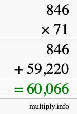 How to calculate 846 times 71 using long multiplication
