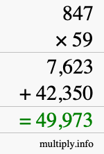 How to calculate 847 times 59 using long multiplication