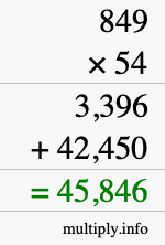 How to calculate 849 times 54 using long multiplication