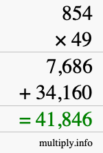 How to calculate 854 times 49 using long multiplication