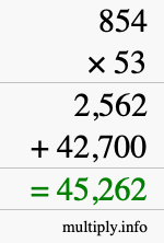 How to calculate 854 times 53 using long multiplication