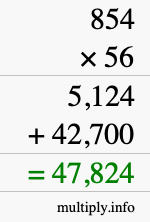 How to calculate 854 times 56 using long multiplication