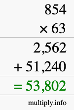 How to calculate 854 times 63 using long multiplication