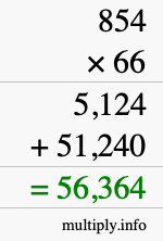 How to calculate 854 times 66 using long multiplication How to calculate 854 times 66 using long multiplication