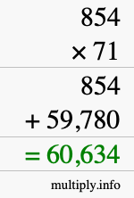 How to calculate 854 times 71 using long multiplication
