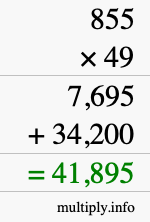 How to calculate 855 times 49 using long multiplication
