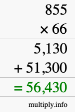 How to calculate 855 times 66 using long multiplication