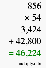 How to calculate 856 times 54 using long multiplication