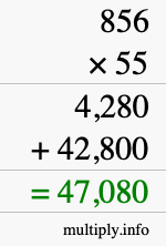 How to calculate 856 times 55 using long multiplication